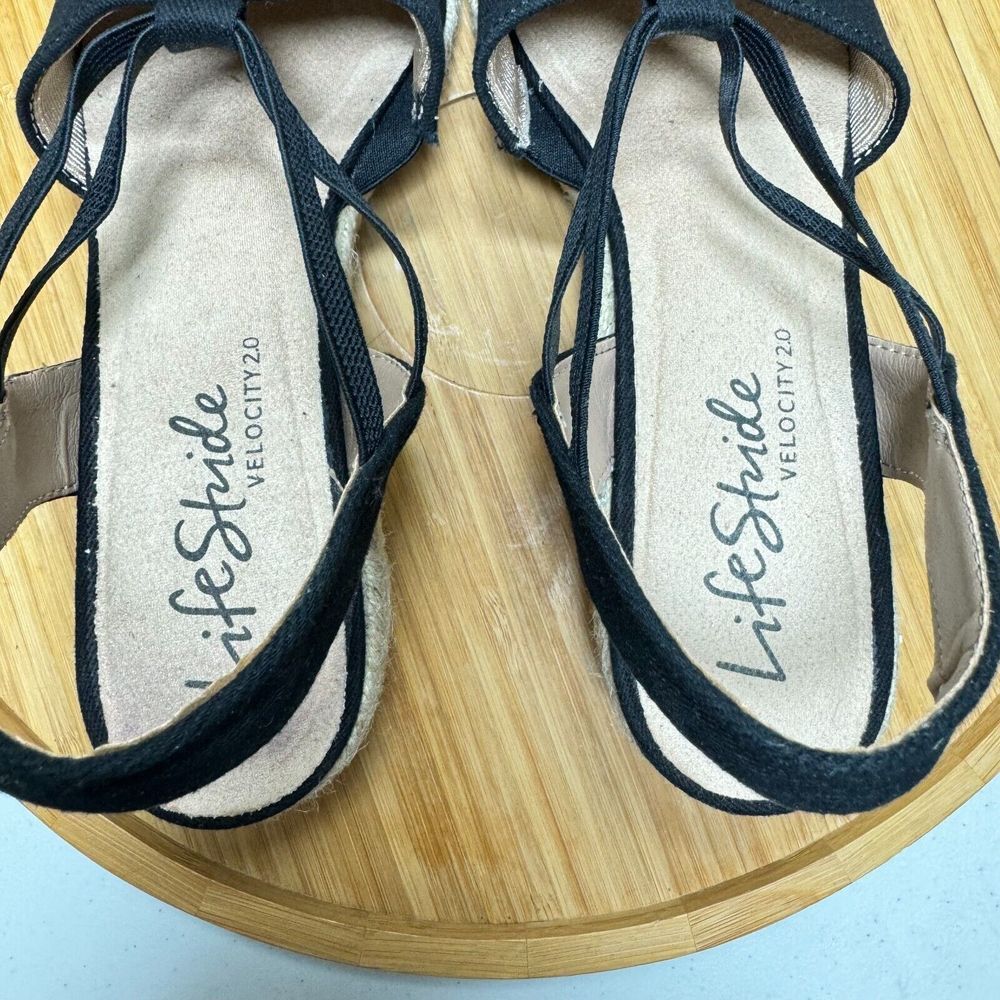 Black Espadrille Wedge Sandals - Picture 8 of 10